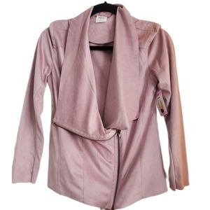 Blush Pink Vegan Suede Asymmetric Moto Jacket Size Small